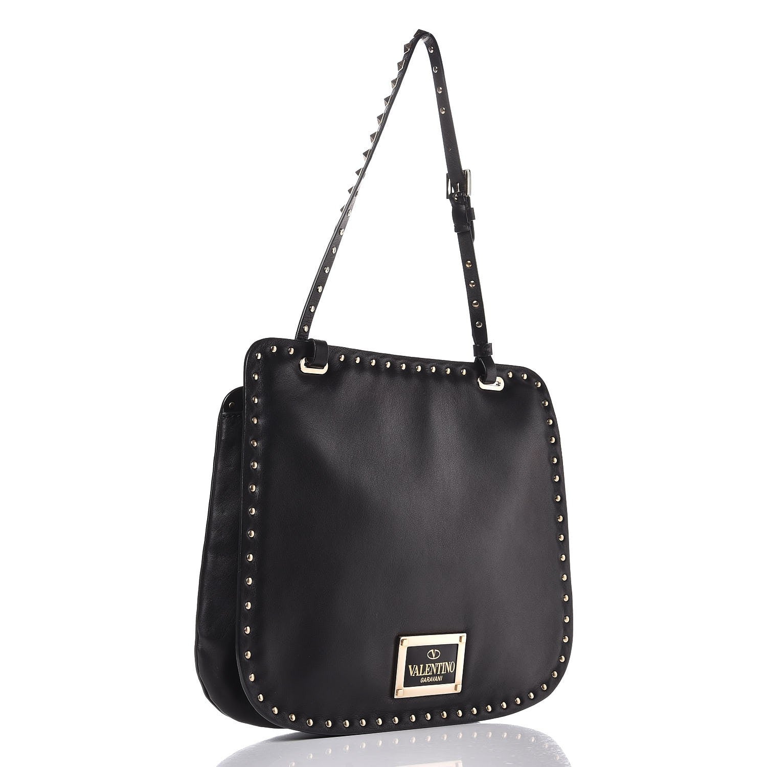 Valentino Garavani Vitello Rockstud Shoulder Satchel Black 3 of 7