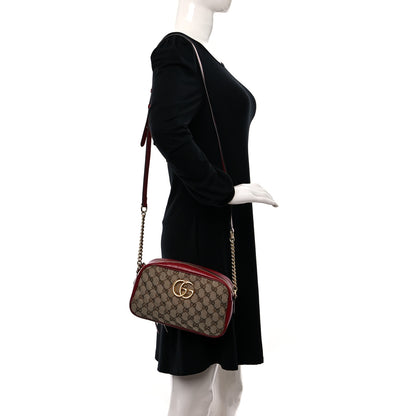 Gucci Monogram Azalea Calfskin Matelasse Diagonal Small GG Marmont Chain Shoulder Bag Beige Ebony New Cherry Red 3 of 9