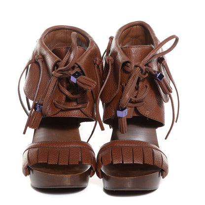 Louis Vuitton Grained Calfskin Rosa Sandals 38 Cacao 2 of 8