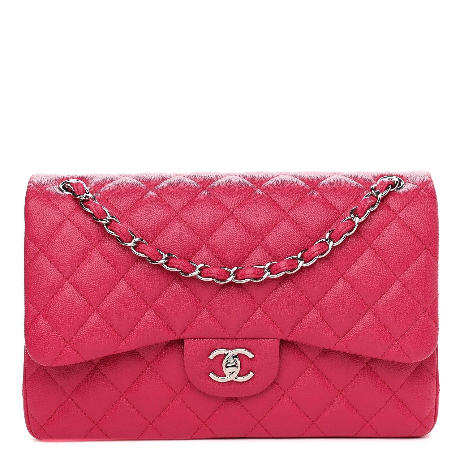 Chanel Caviar Quilted Jumbo Double Flap Dark Pink 1 of 9