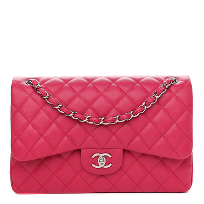 Chanel Caviar Quilted Jumbo Double Flap Dark Pink 1 of 9