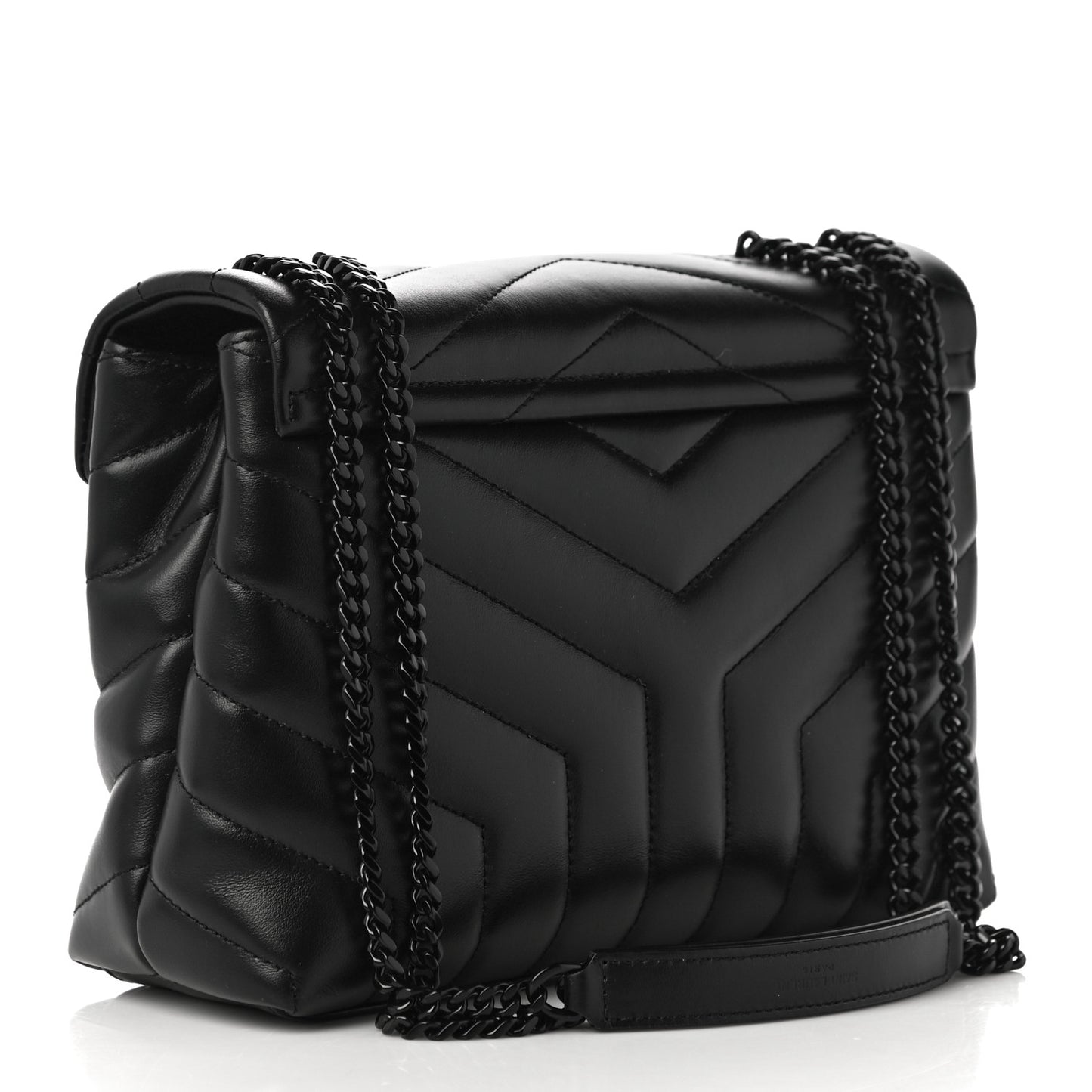 Calfskin Y Quilted Monogram Small Loulou Chain Satchel Black
