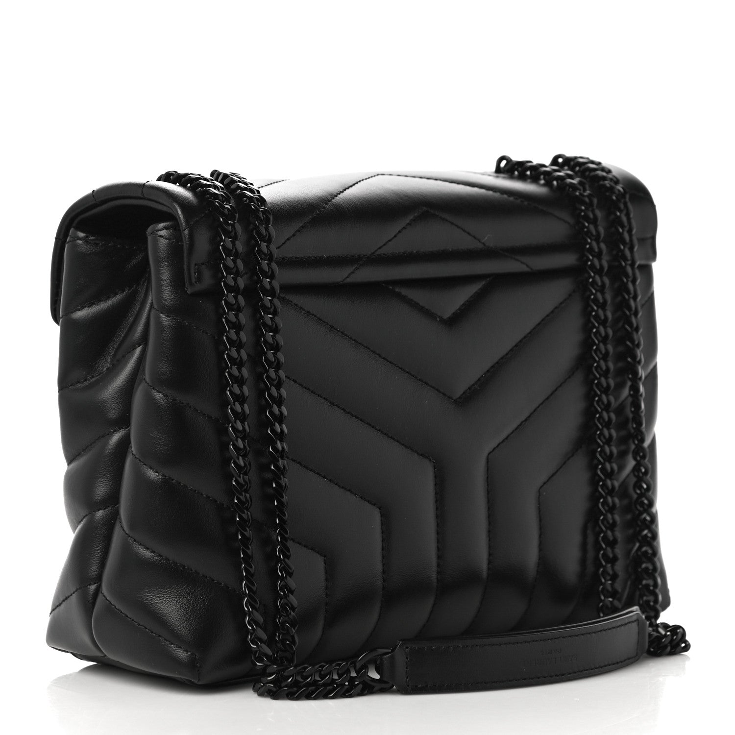 Saint Laurent Calfskin Y Quilted Monogram Small Loulou Chain Satchel Black 3 of 9