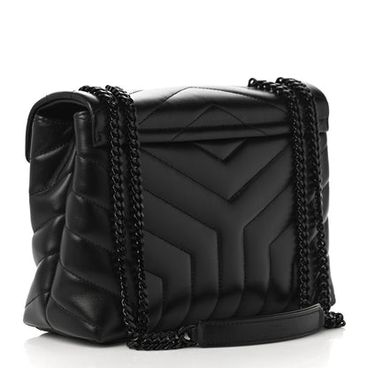Saint Laurent Calfskin Y Quilted Monogram Small Loulou Chain Satchel Black 3 of 9