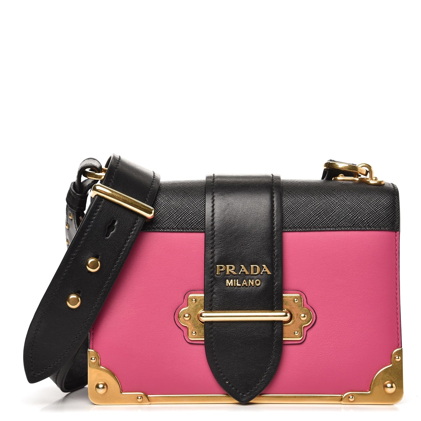 City Calf Saffiano Cahier Bag Fuxia Black