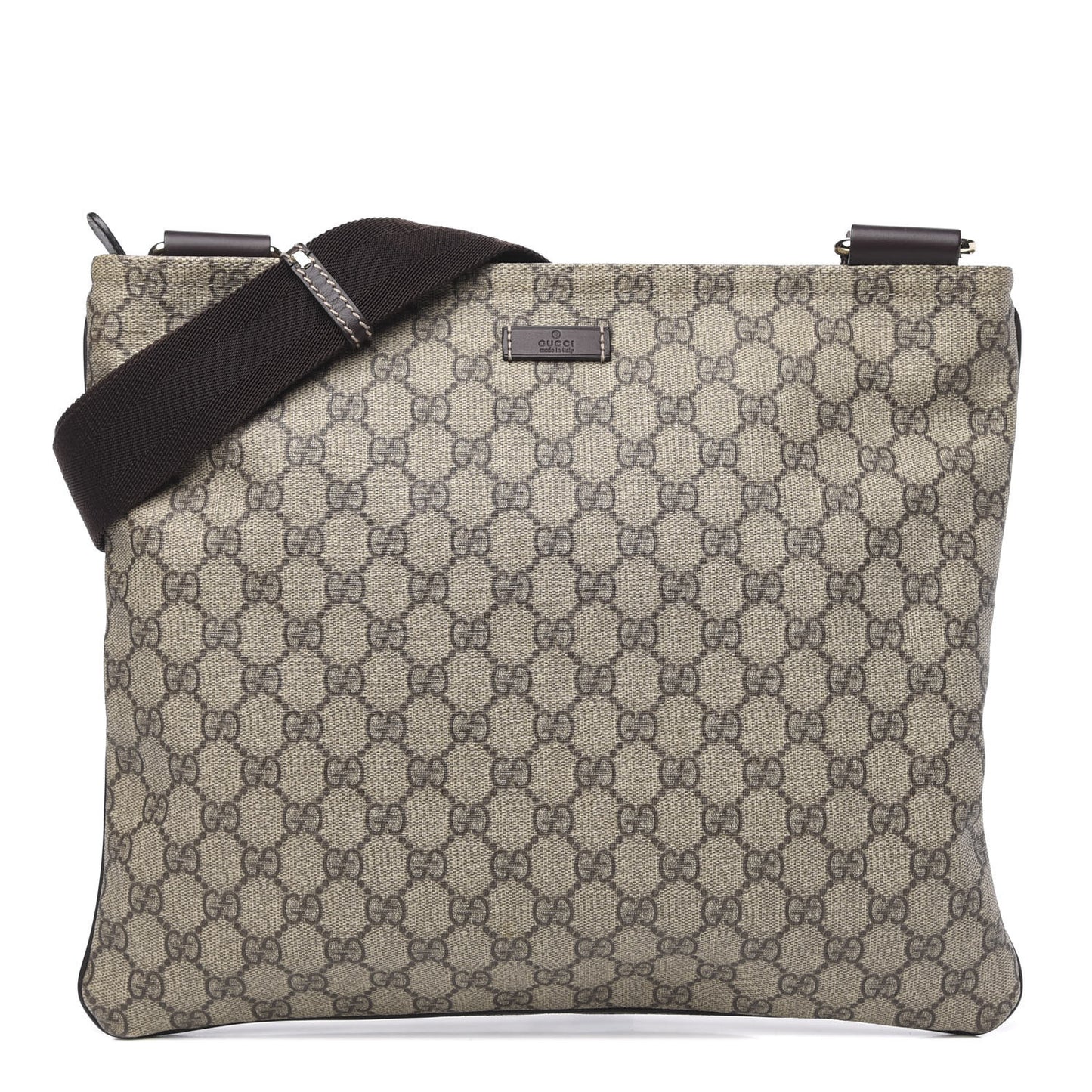 GG Supreme Monogram Medium Flat Messenger Bag Dark Brown