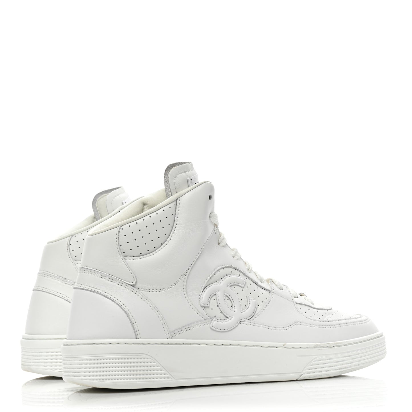 Calfskin CC High Top Sneaker 40 White