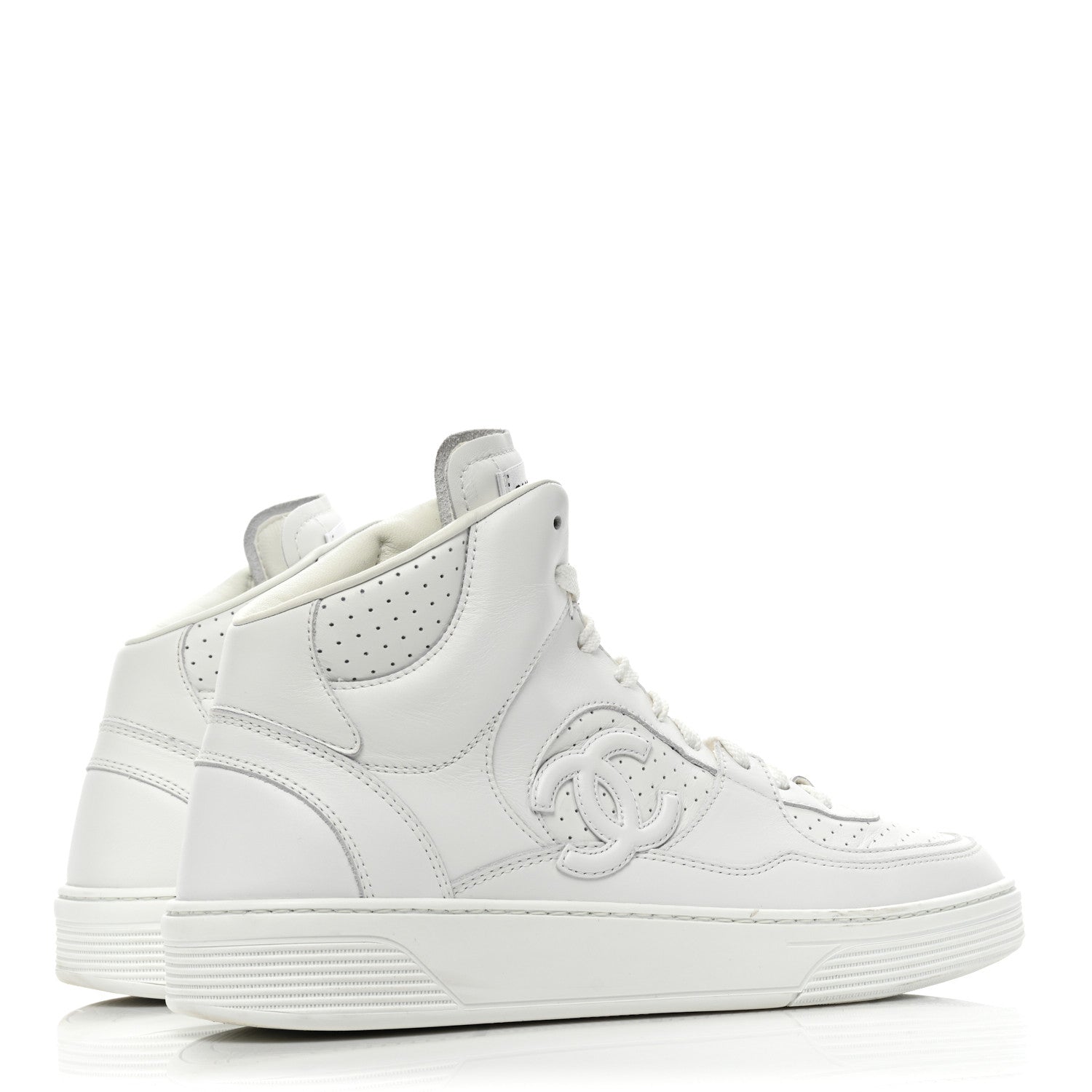 Chanel Calfskin CC High Top Sneaker 40 White 5 of 9