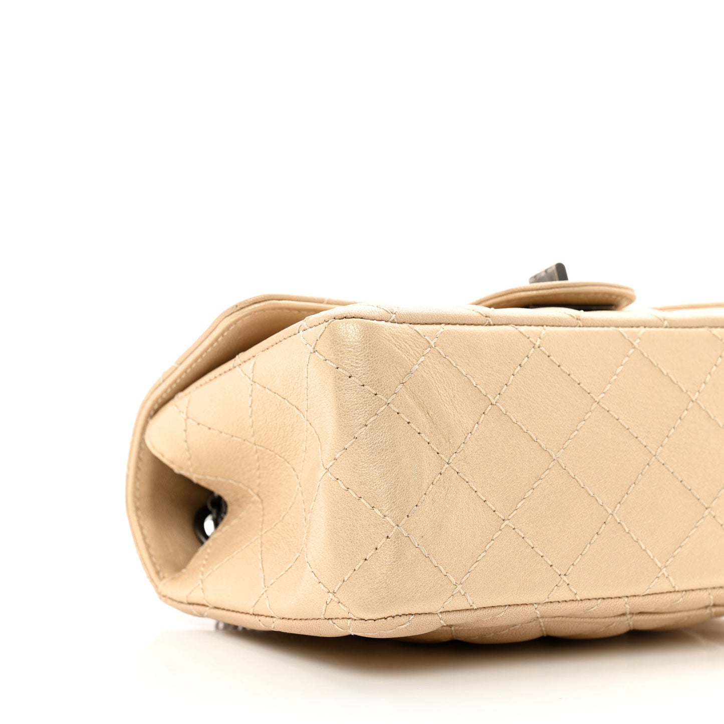 Metallic Sheepskin Quilted 2.55 Reissue Mini Flap Beige