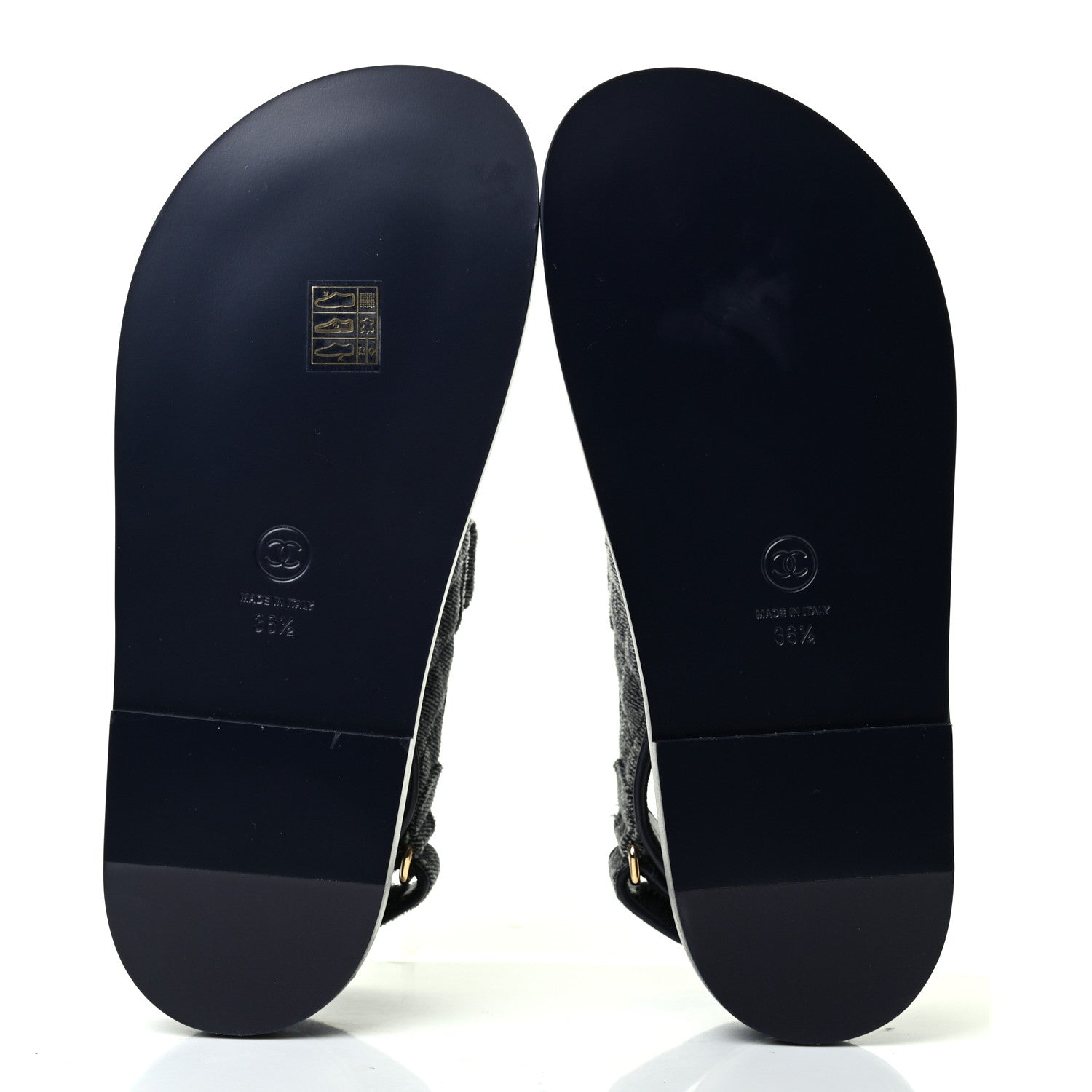 Chanel Denim Quilted Dad Sandals 36.5 Grey 5 of 9