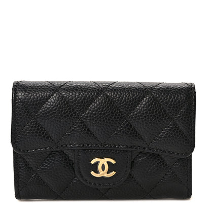 Chanel Caviar Quilted Flap Card Holder Wallet Black 1 of 9