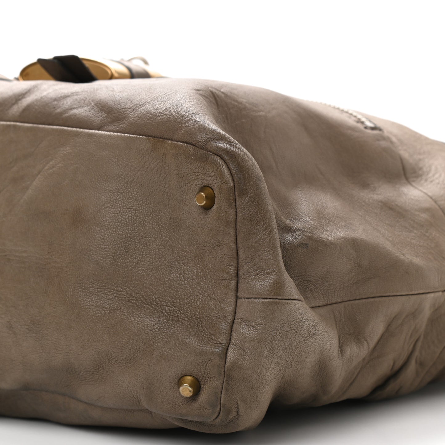 Leather Paddington Tote Gris Vert