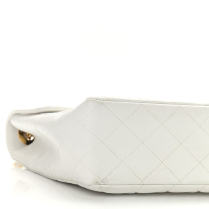 Chanel Caviar Quilted XL Jumbo Single Flap White 10 of 16