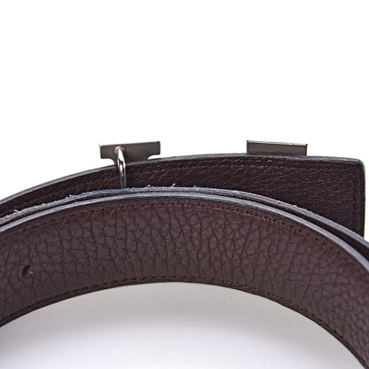 Hermes Box Togo 32mm H Belt 95 Black Chocolate 5 of 11