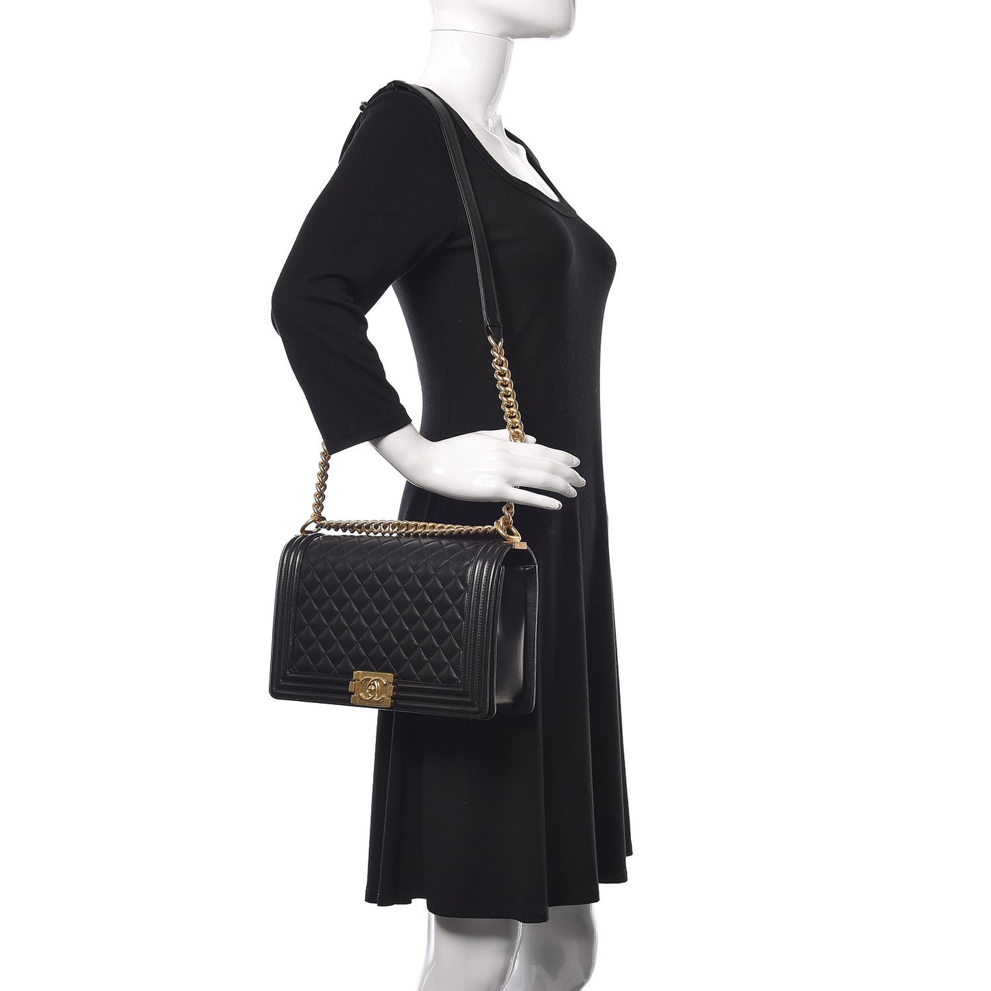 Lambskin Quilted New Medium Boy Flap Black