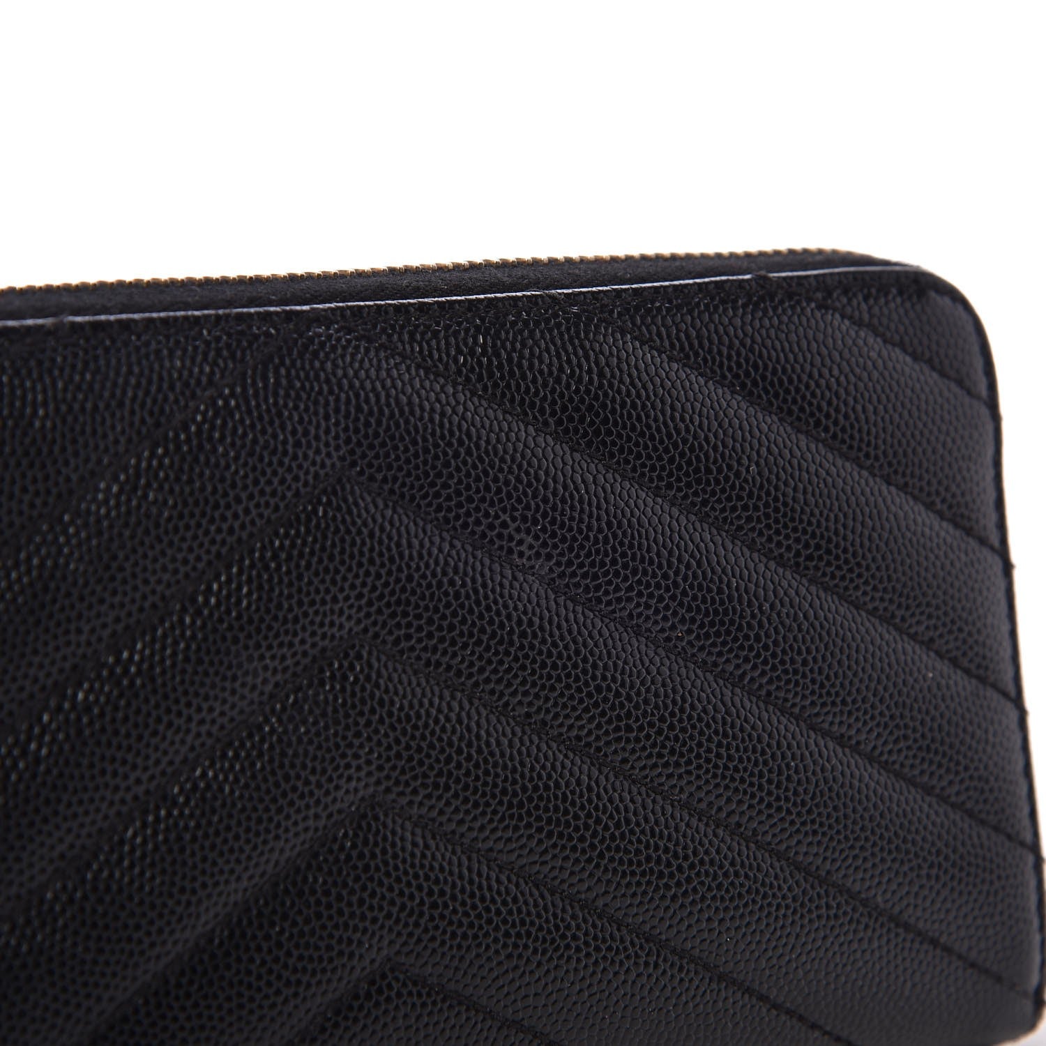 Saint Laurent Grain De Poudre Matelasse Chevron Monogram Zip Around Wallet Black 7 of 7