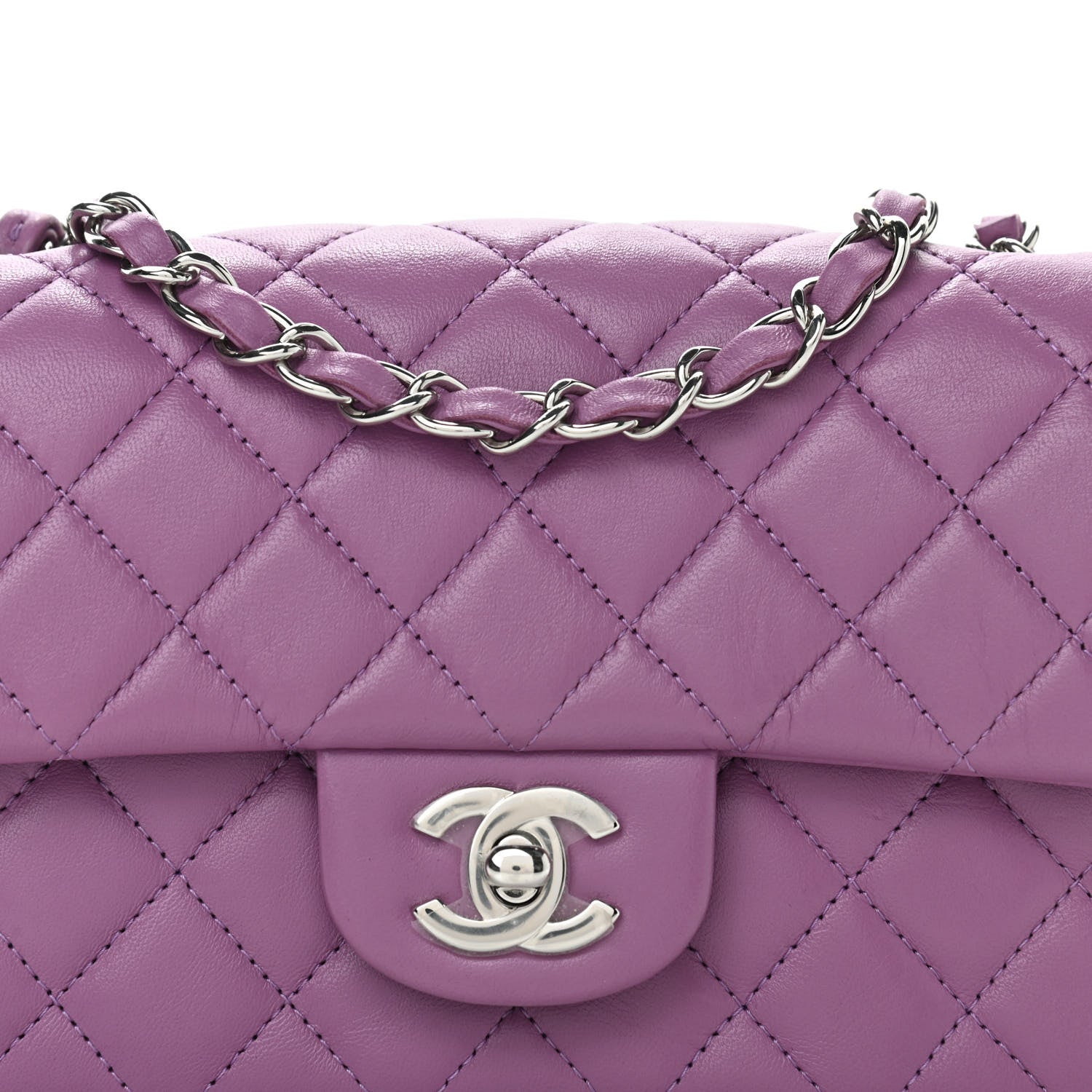 Chanel Lambskin Quilted Mini Rectangular Flap Purple 8 of 10