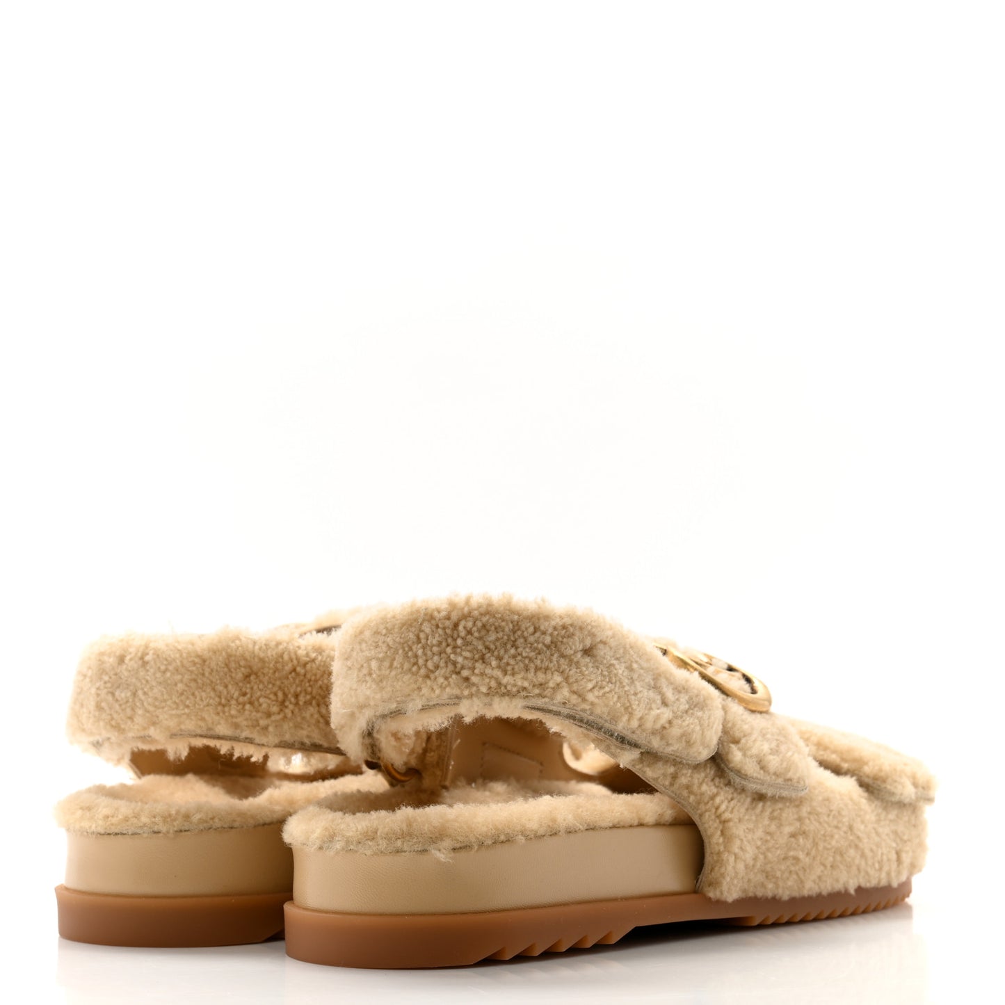 Merino Wool Interlocking G Dad Sandals 37.5 Butterscotch