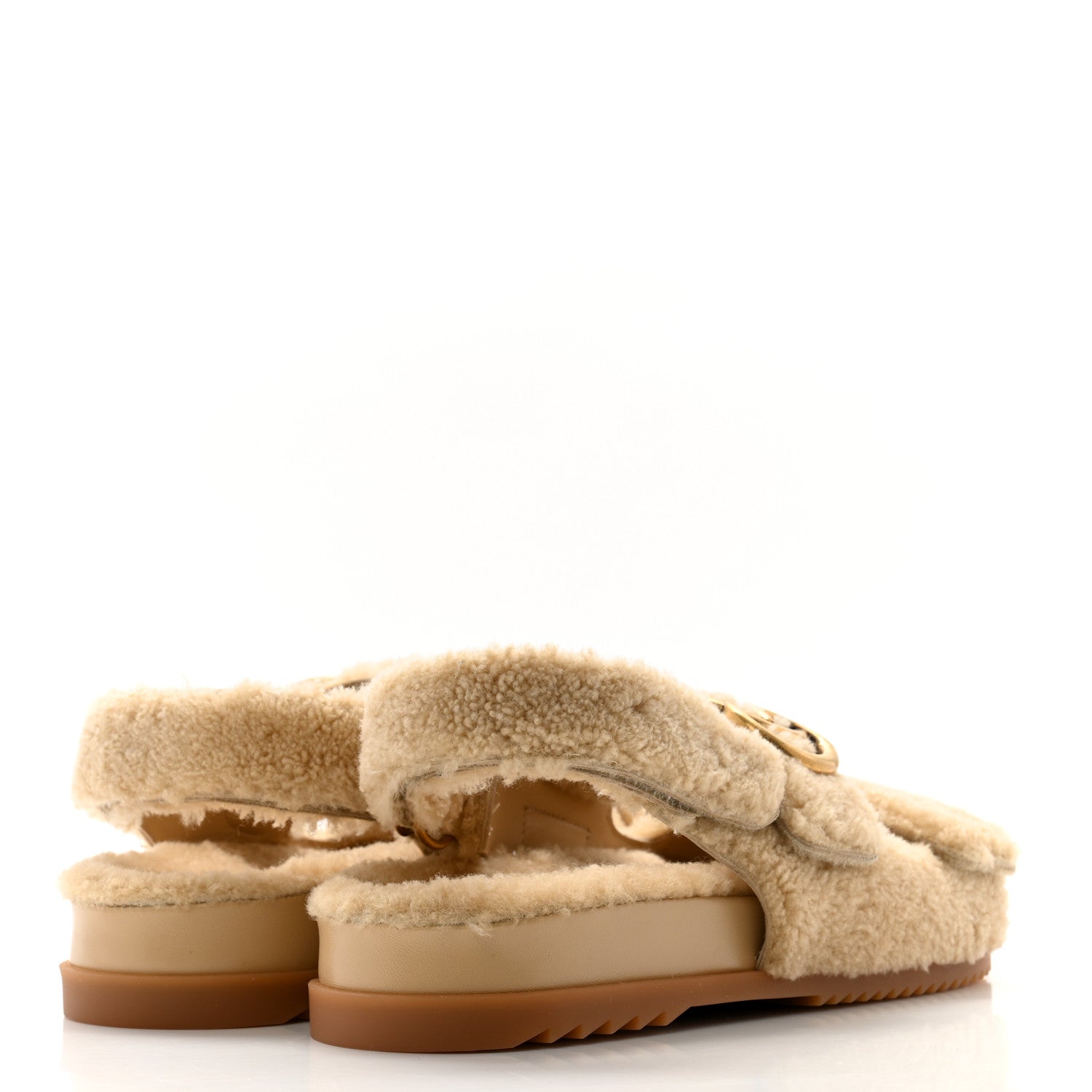 Gucci Merino Wool Interlocking G Dad Sandals 37.5 Butterscotch 4 of 8