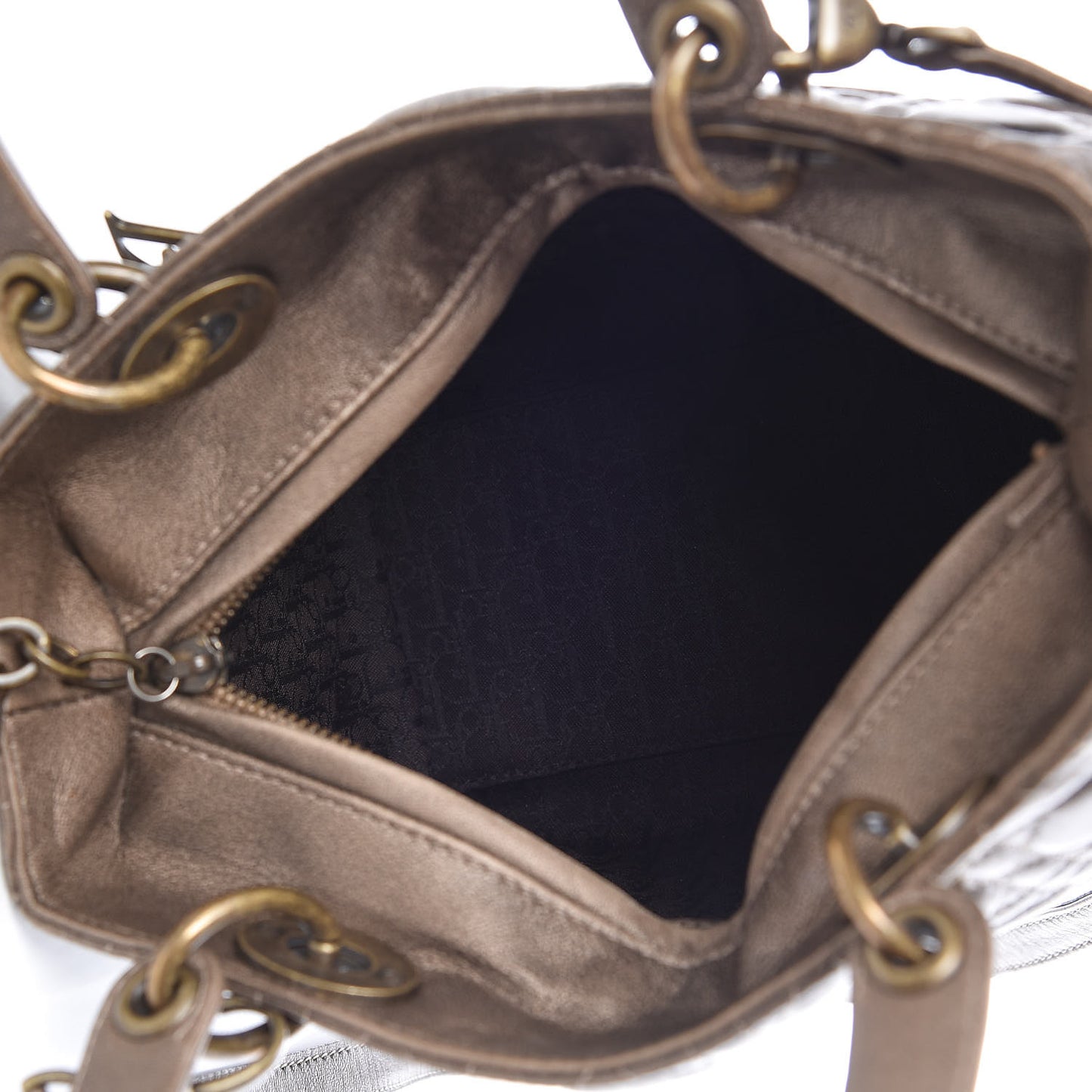 Metallic Lambskin Cannage Medium Lady Dior Bronze