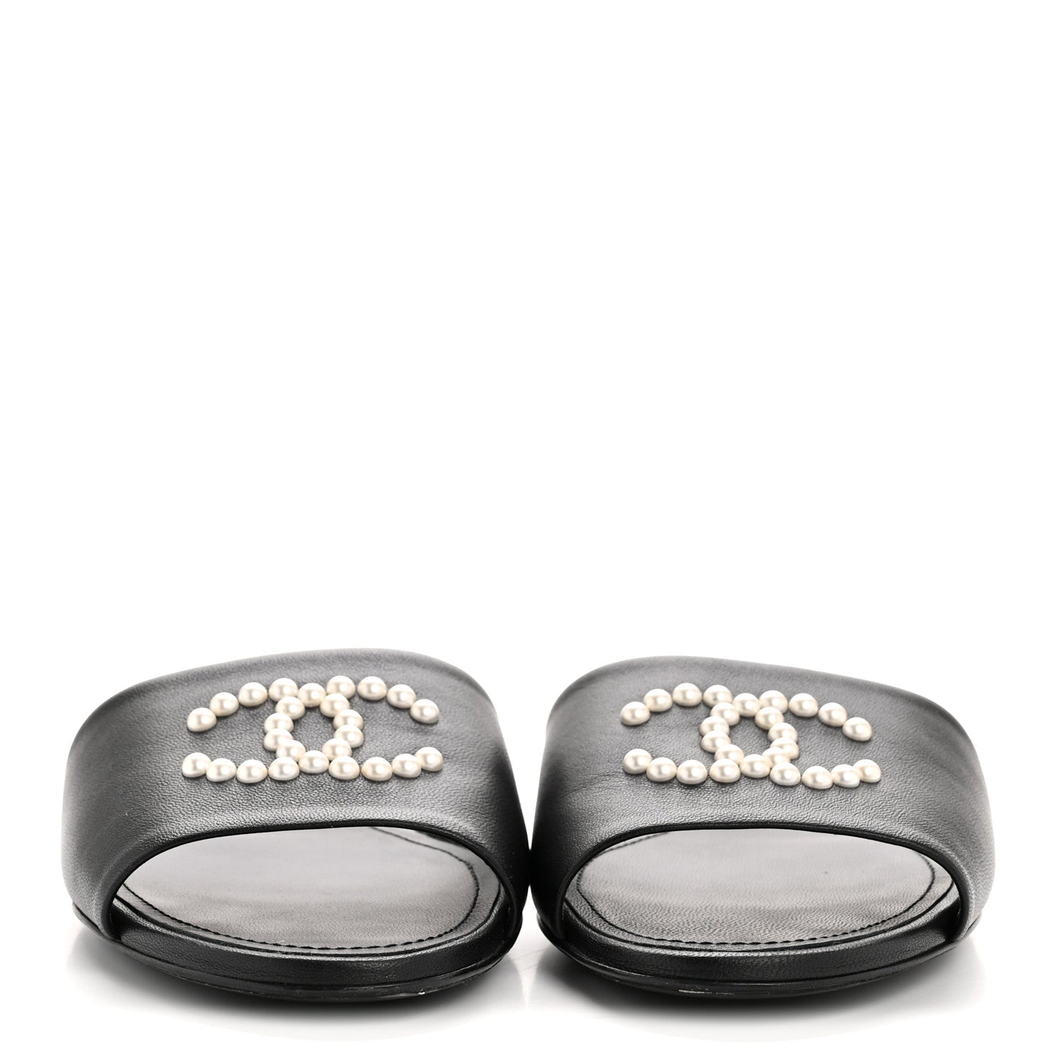 Chanel Lambskin Pearl CC Sandals 39 Black 3 of 10