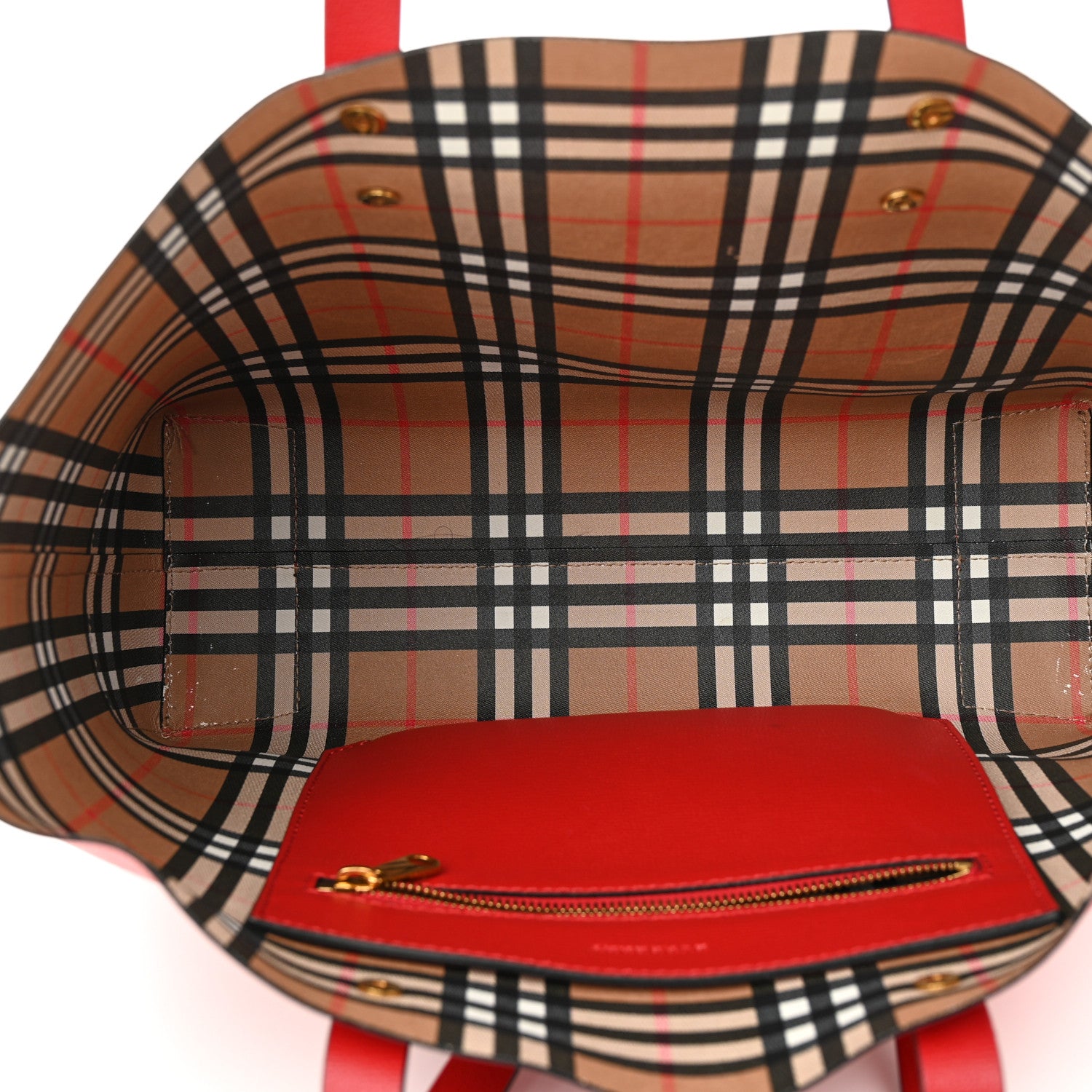 Burberry Haymarket Check Small Reversible Tote Red 8 of 20