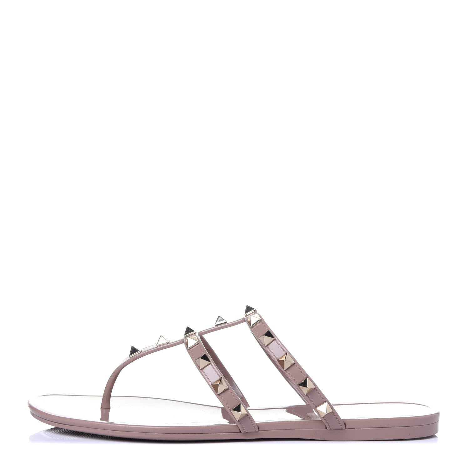 Valentino Garavani PVC Jelly Rockstud Caged Thong Sandals 38 Poudre 1 of 11