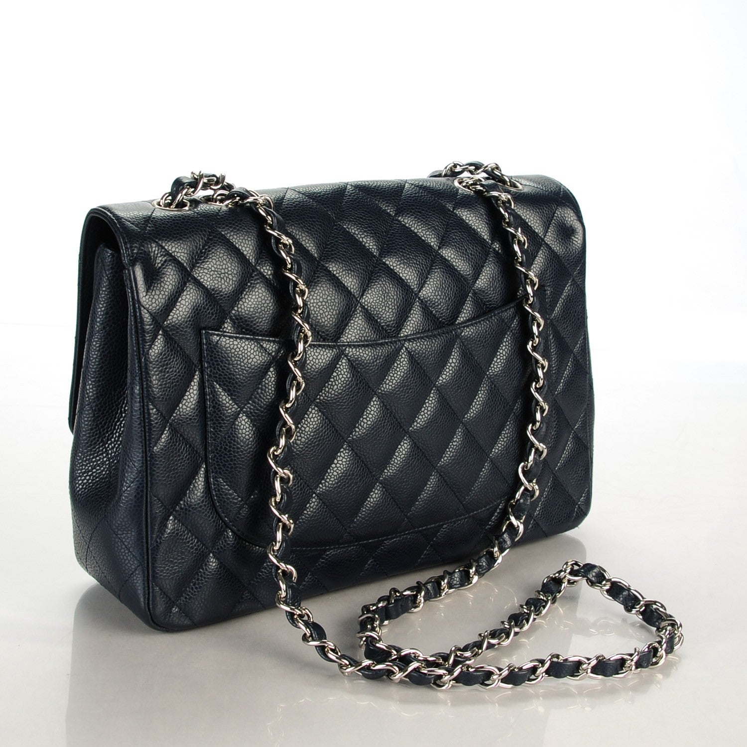 Chanel Caviar Jumbo Single Flap Navy Blue 3 of 8