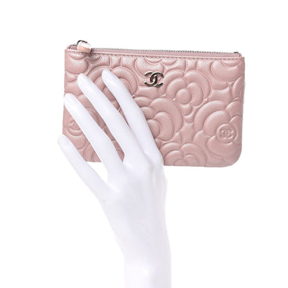 Chanel Goatskin Camellia Embossed Cosmetic Pouch Light Pink 2 of 7
