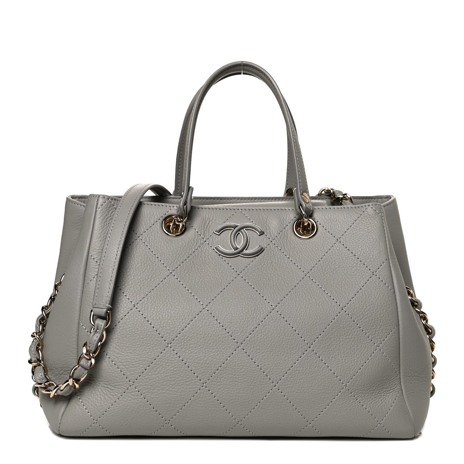 Chanel Bullskin Stitched Small Shopping Bag Grey 1 of 12