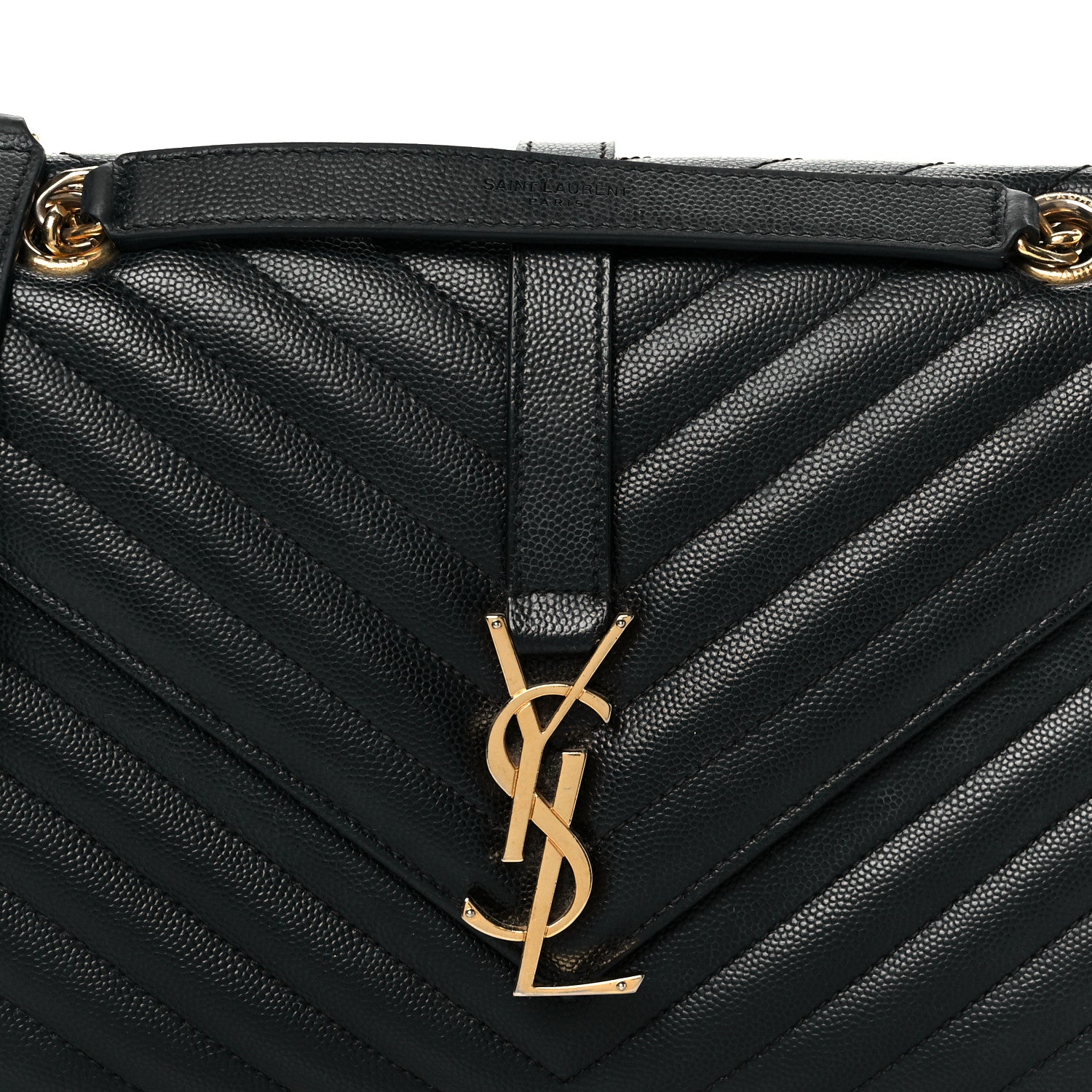 Saint Laurent Grain De Poudre Matelasse Chevron Medium Monogram Satchel Black 9 of 11