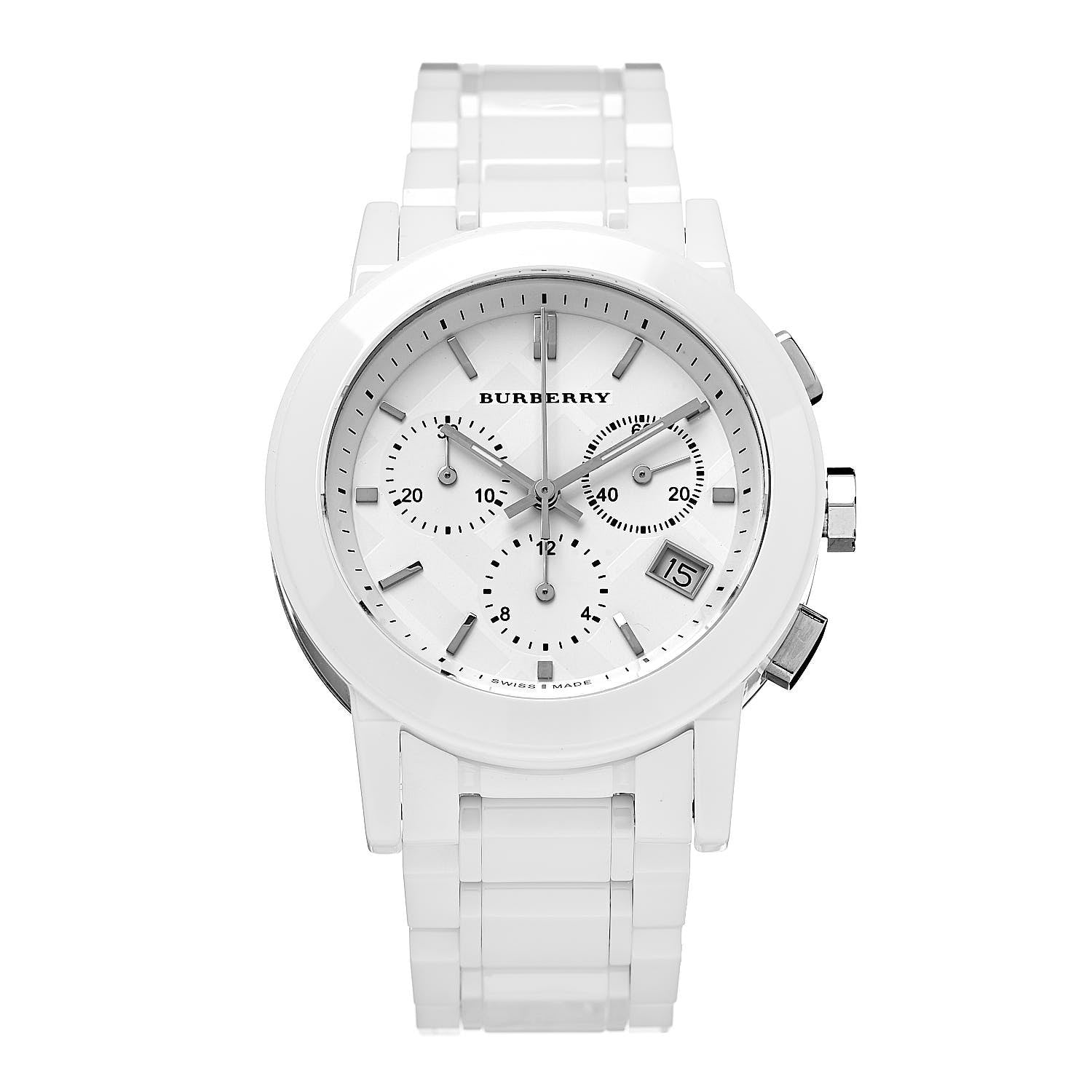 Burberry Stainless Steel Ceramic 38mm Chronograph Quartz Watch White BU9080 1 of 6