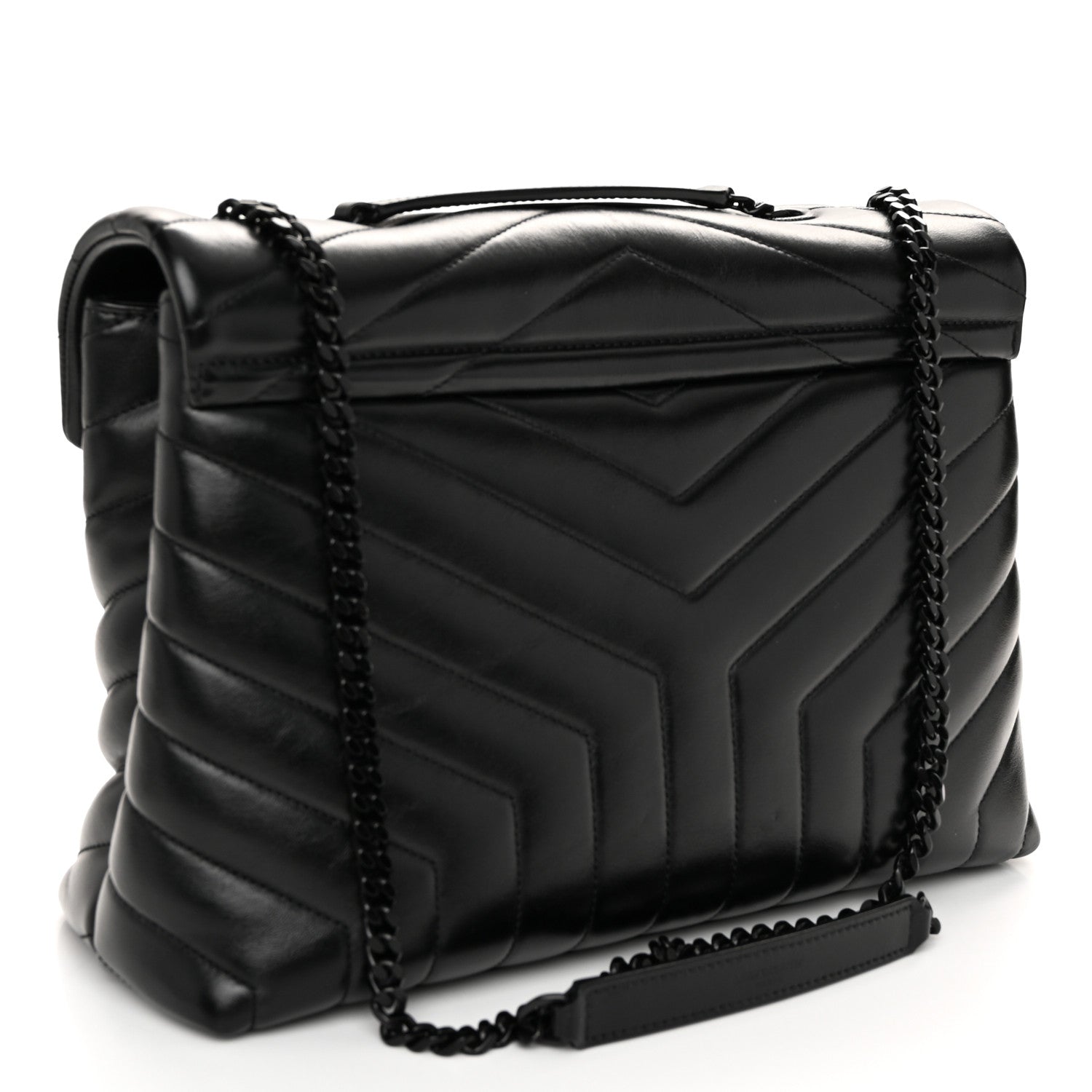 Saint Laurent Calfskin Y Quilted Monogram Monochrome Medium Loulou Chain Satchel Black 3 of 10
