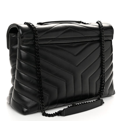 Saint Laurent Calfskin Y Quilted Monogram Monochrome Medium Loulou Chain Satchel Black 3 of 10