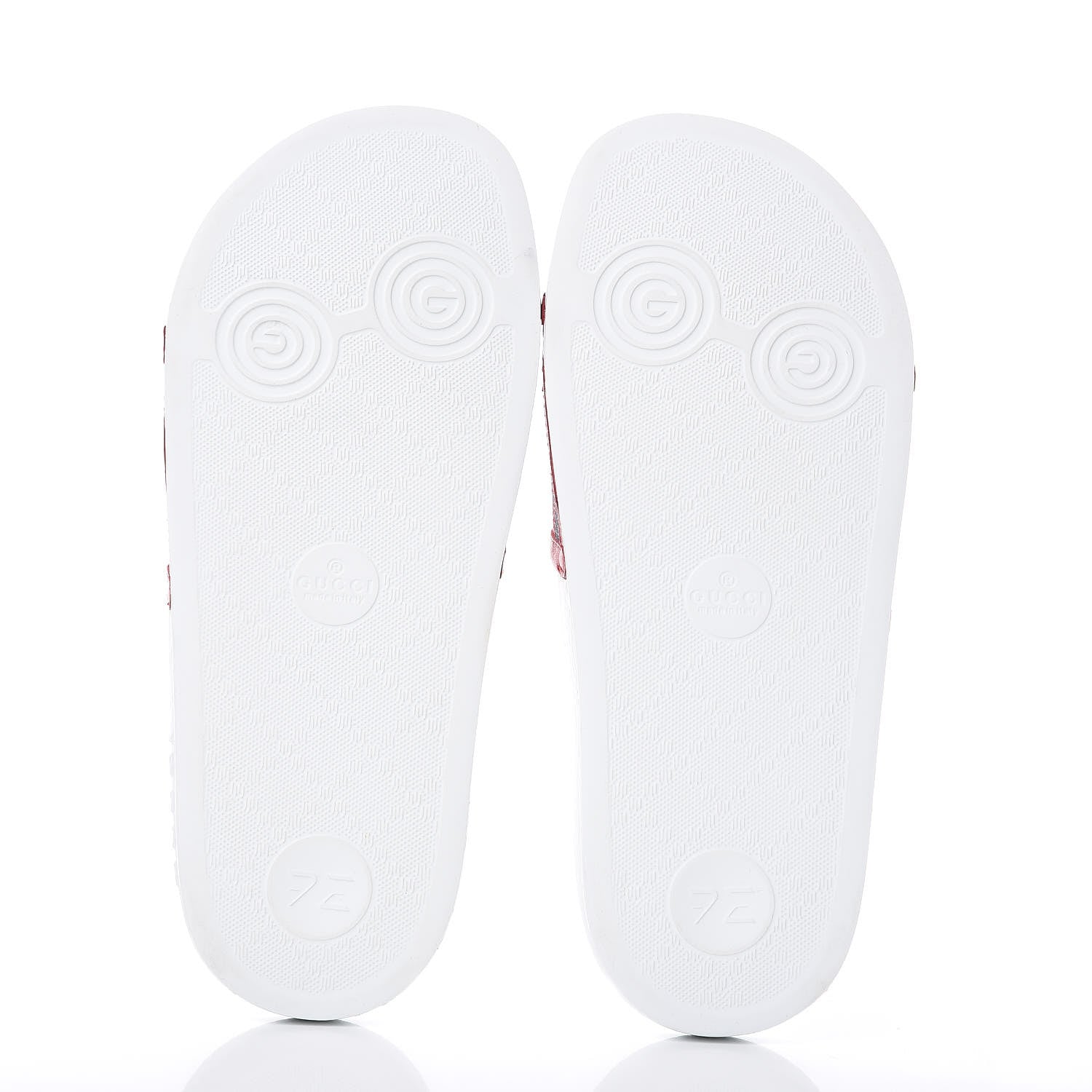 Gucci Canvas Sylvie Stripe Logo Pursuit Slide Sandals 36 Mystic White Hibiscus Red Maritime 5 of 8