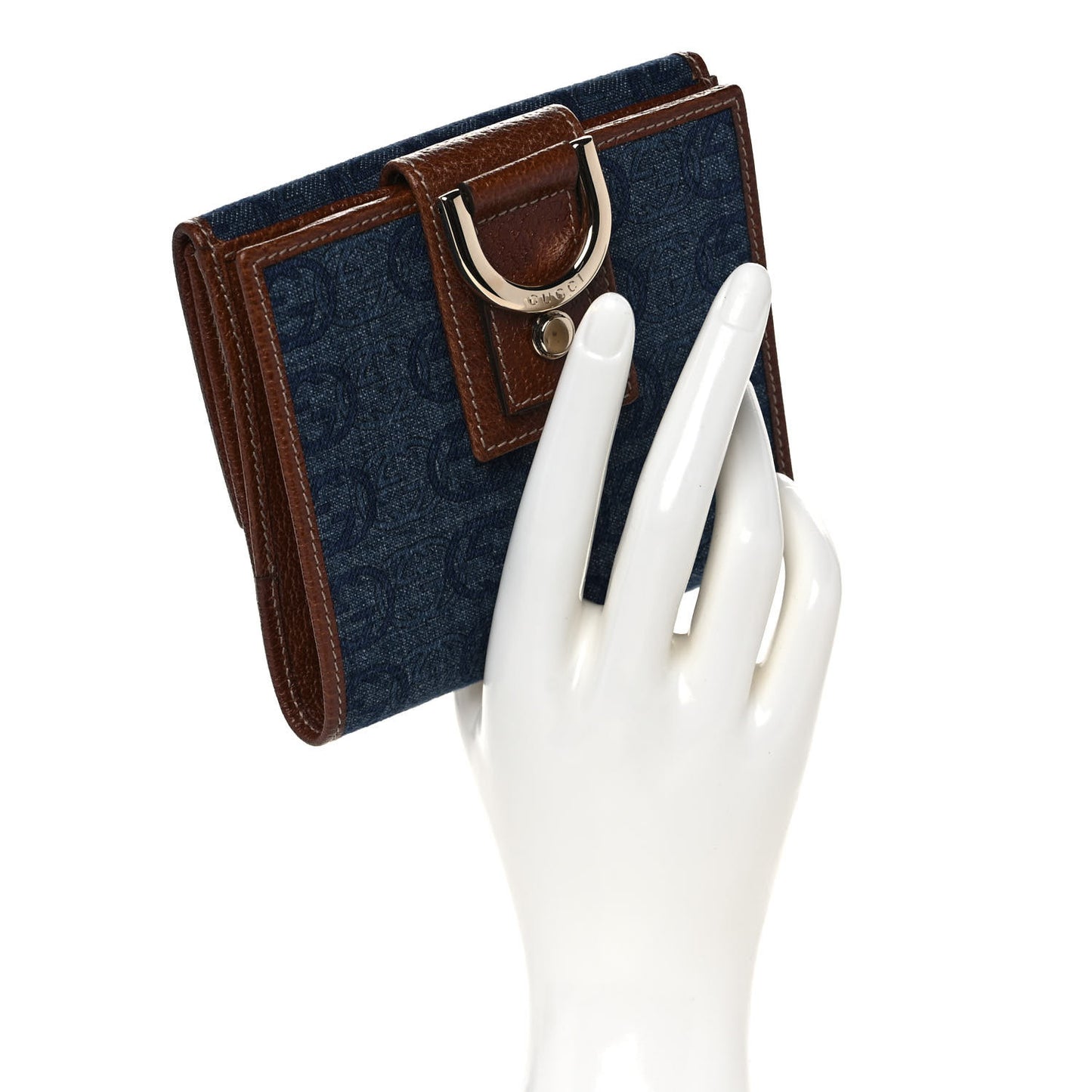 Denim Interlocking G Wallet Blue Tea Cuir