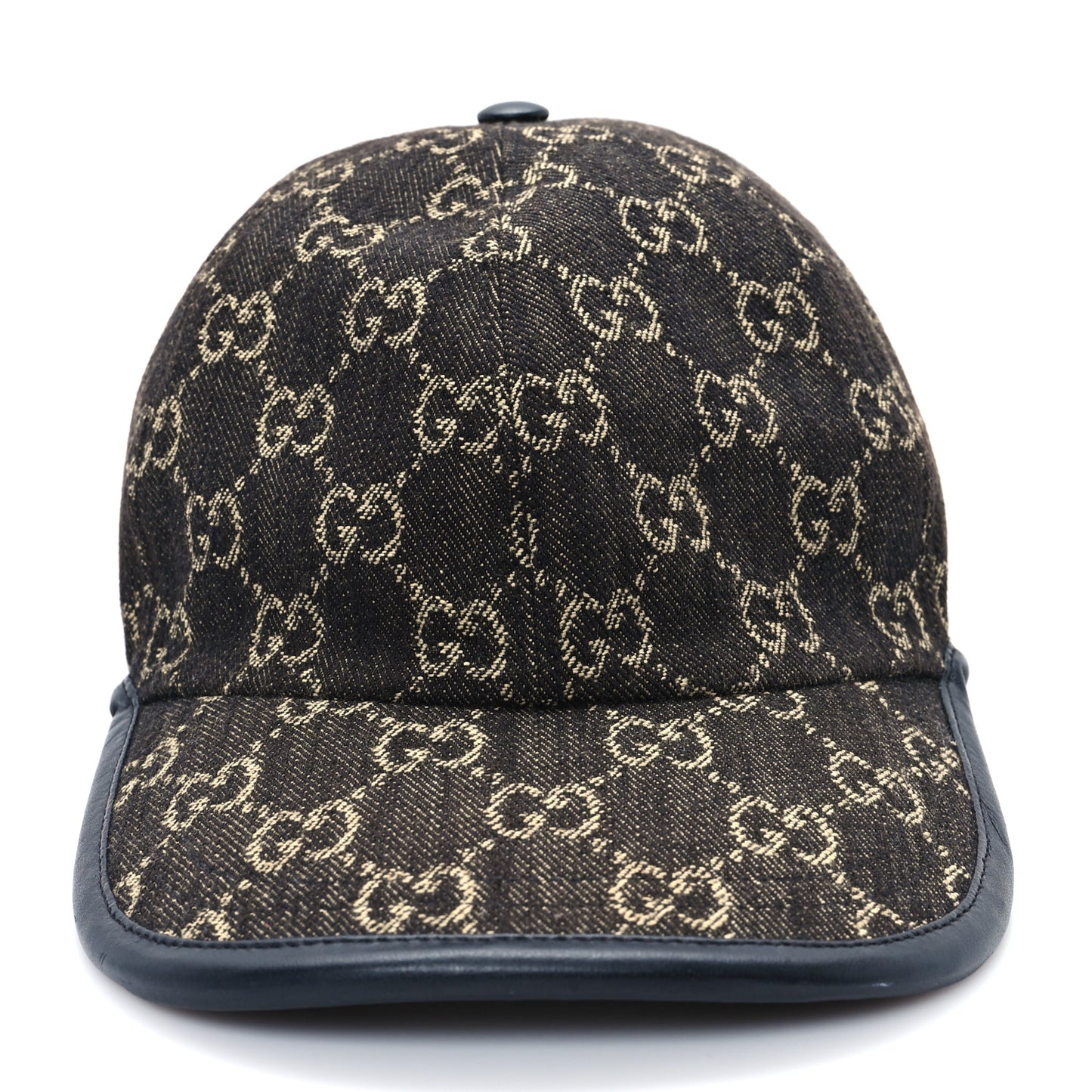 Denim Calfskin GG Monogram Oscar Baseball Hat M Black Ivory