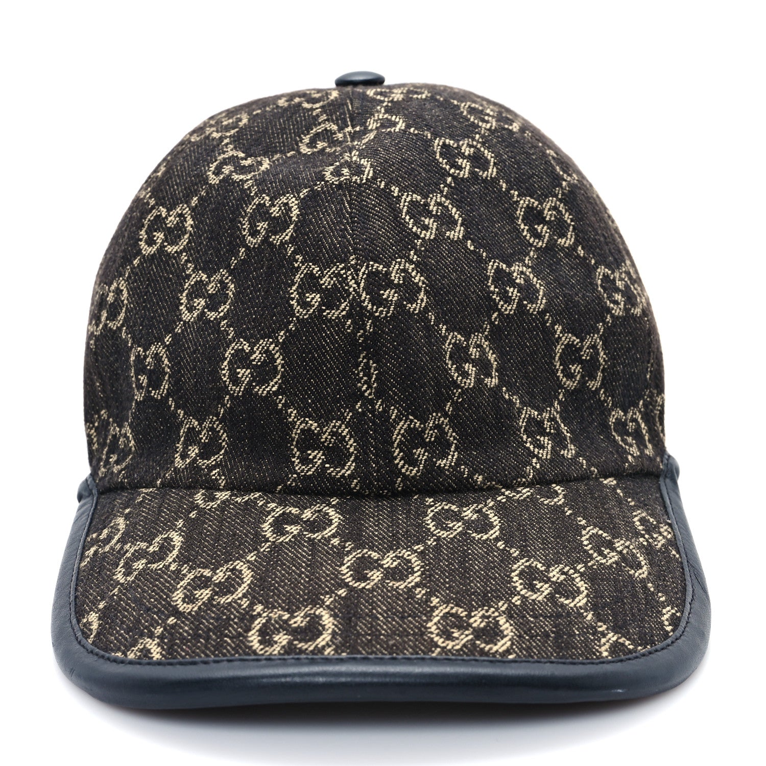 Gucci Denim Calfskin GG Monogram Oscar Baseball Hat M Black Ivory 3 of 11