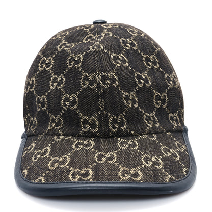 Gucci Denim Calfskin GG Monogram Oscar Baseball Hat M Black Ivory 3 of 11