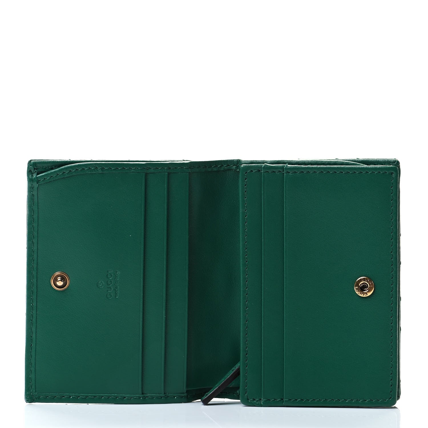 Gucci Calfskin Matelasse GG Marmont Card Case Wallet Emerald 5 of 7