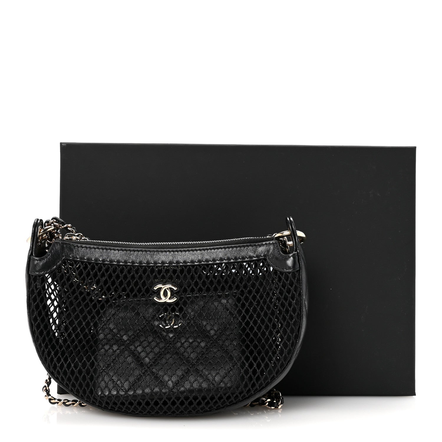 Chanel Mesh Shiny Lambskin Chain Hobo Black 12 of 12