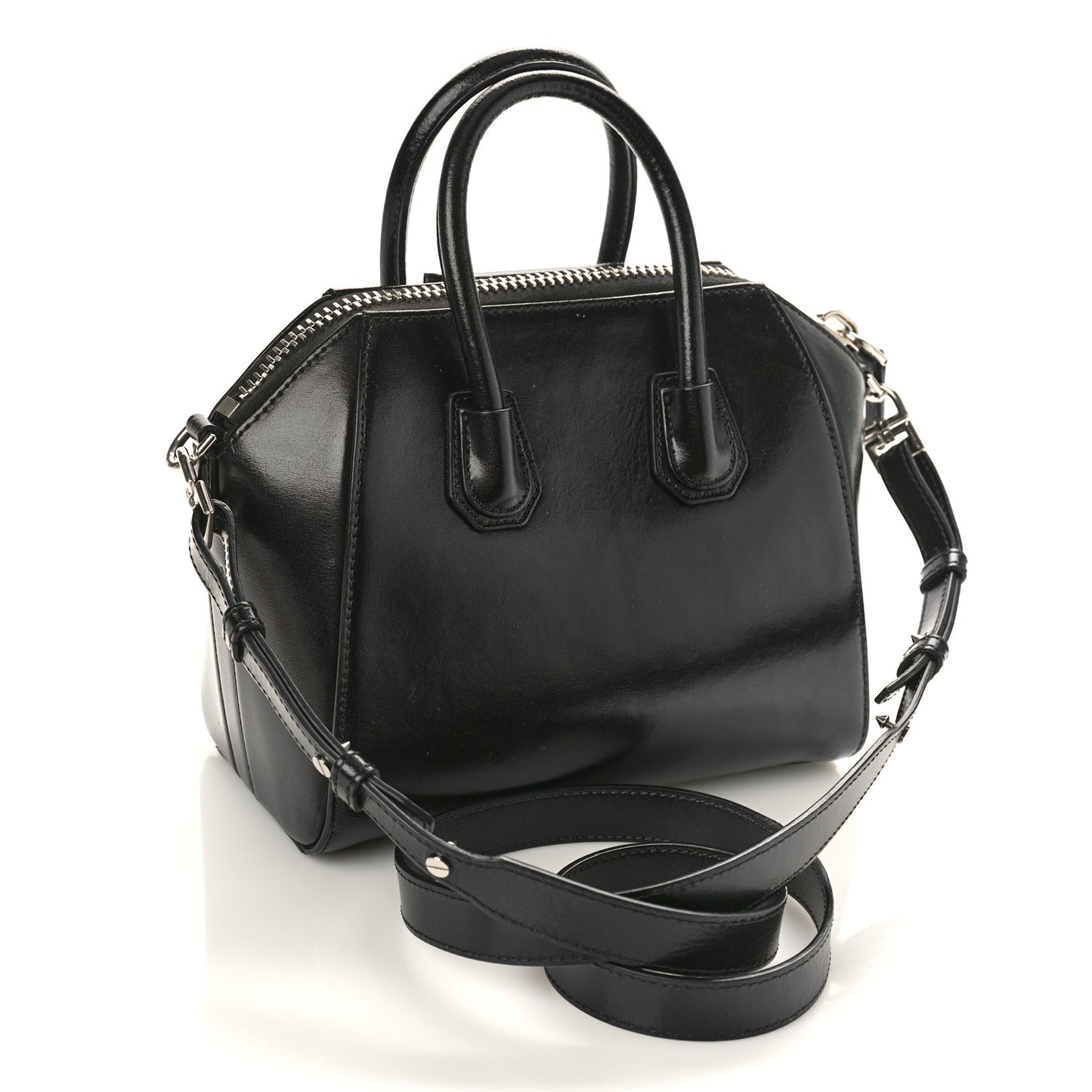 Shiny Lord Calfskin Mini Antigona Black