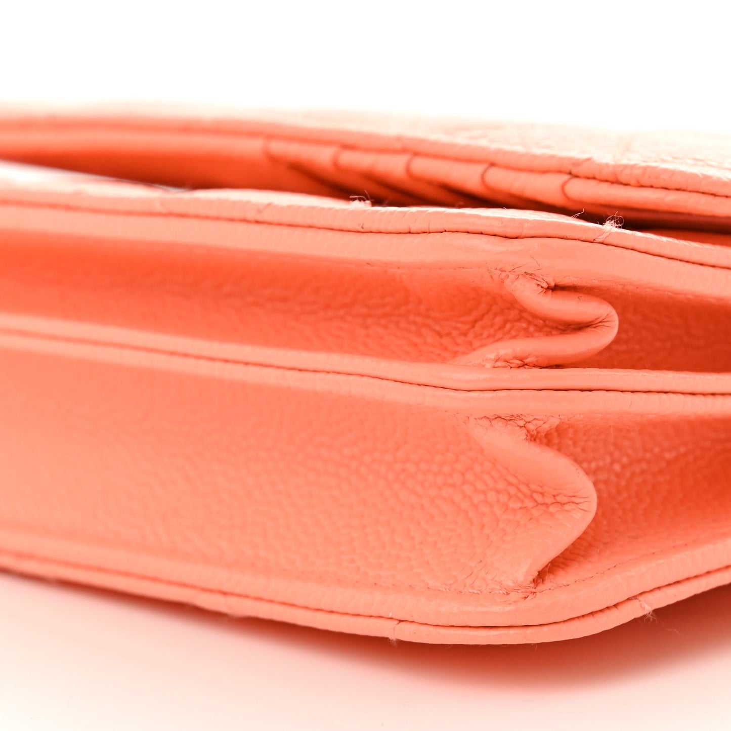 Caviar Quilted Mini Wallet On Chain WOC Coral