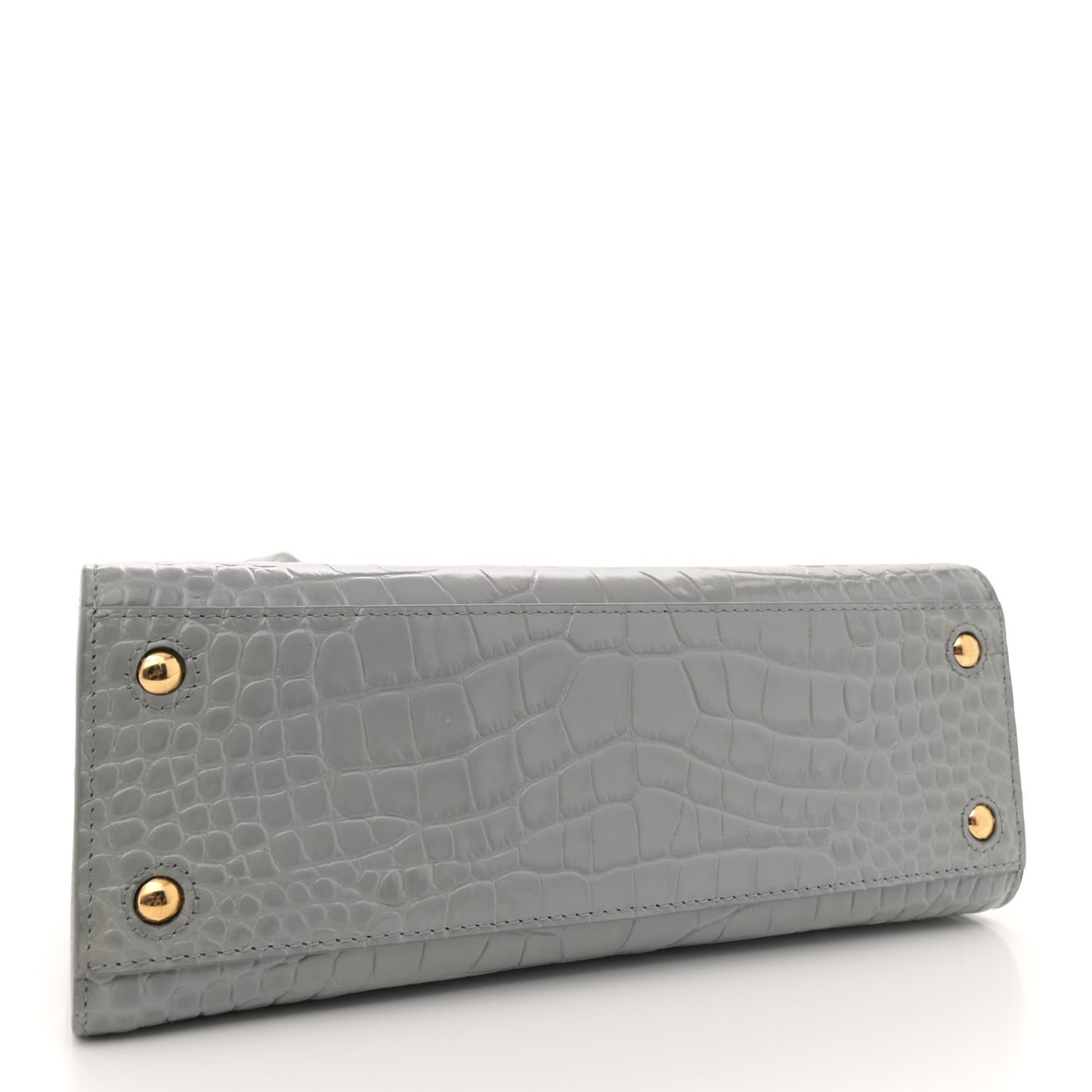 Crocodile Embossed Calfskin Mini Frances Tote Cloud Grey