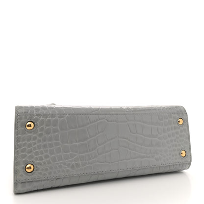 Burberry Crocodile Embossed Calfskin Mini Frances Tote Cloud Grey 4 of 11