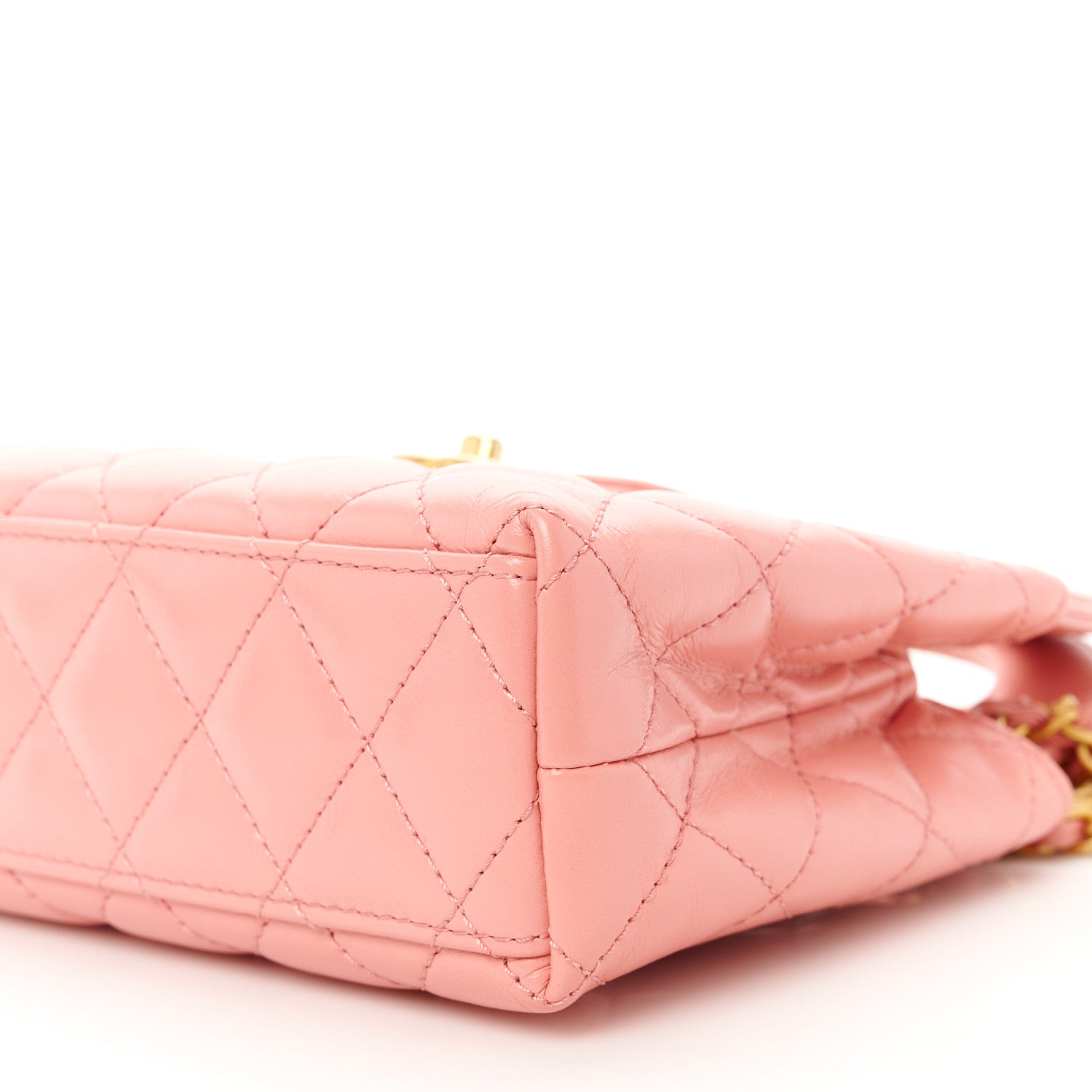 Chanel Shiny Aged Calfskin Quilted Nano Kelly Shopper Coral Pink 10 of 11