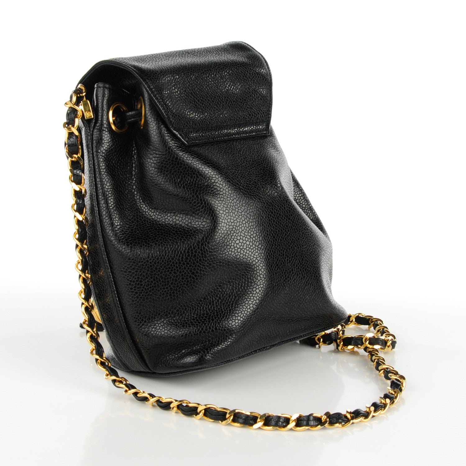 Chanel Caviar CC Drawstring Flap Bag Black 4 of 10
