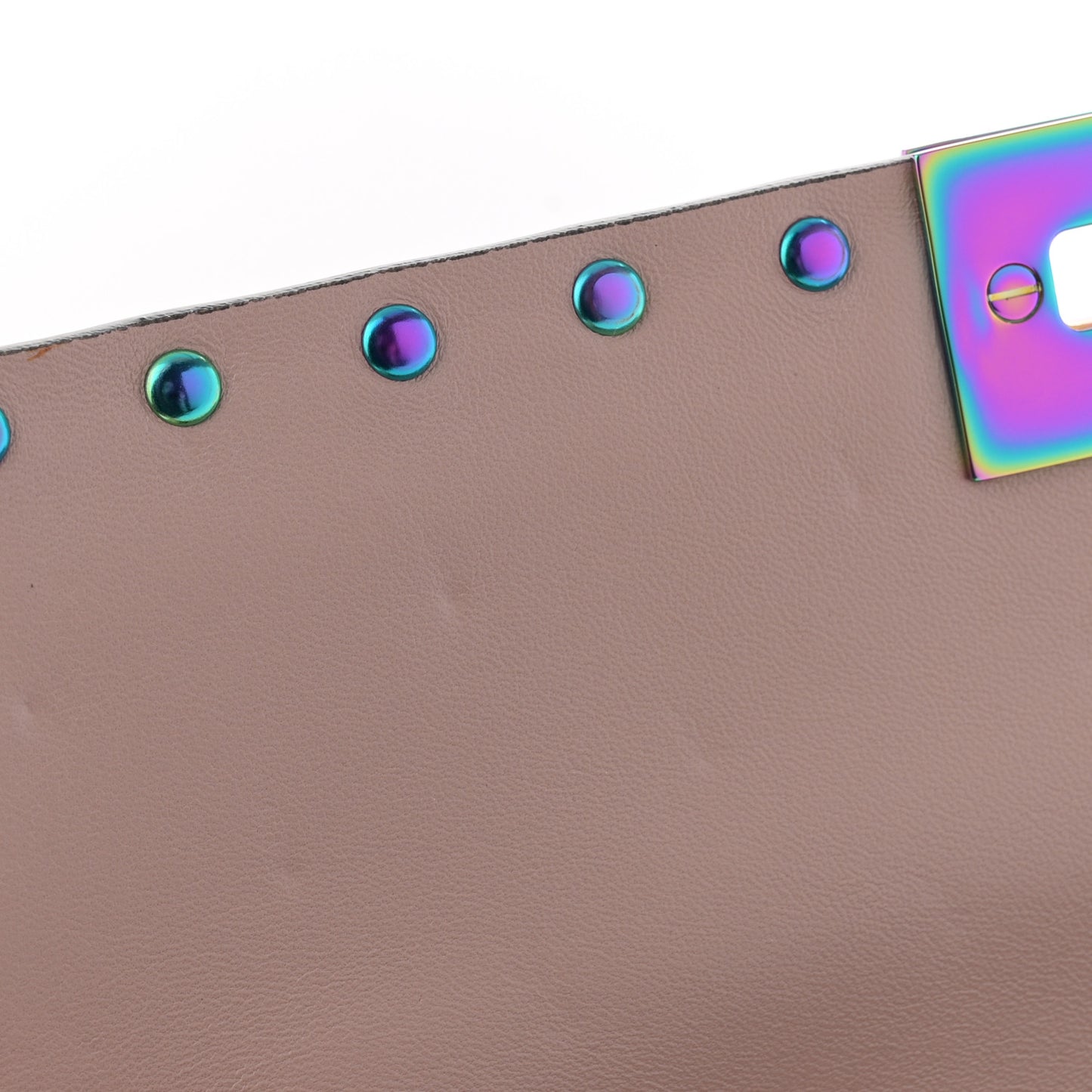 Lambskin Oil Slick Medium Rockstud Spike Shoulder Bag Poudre