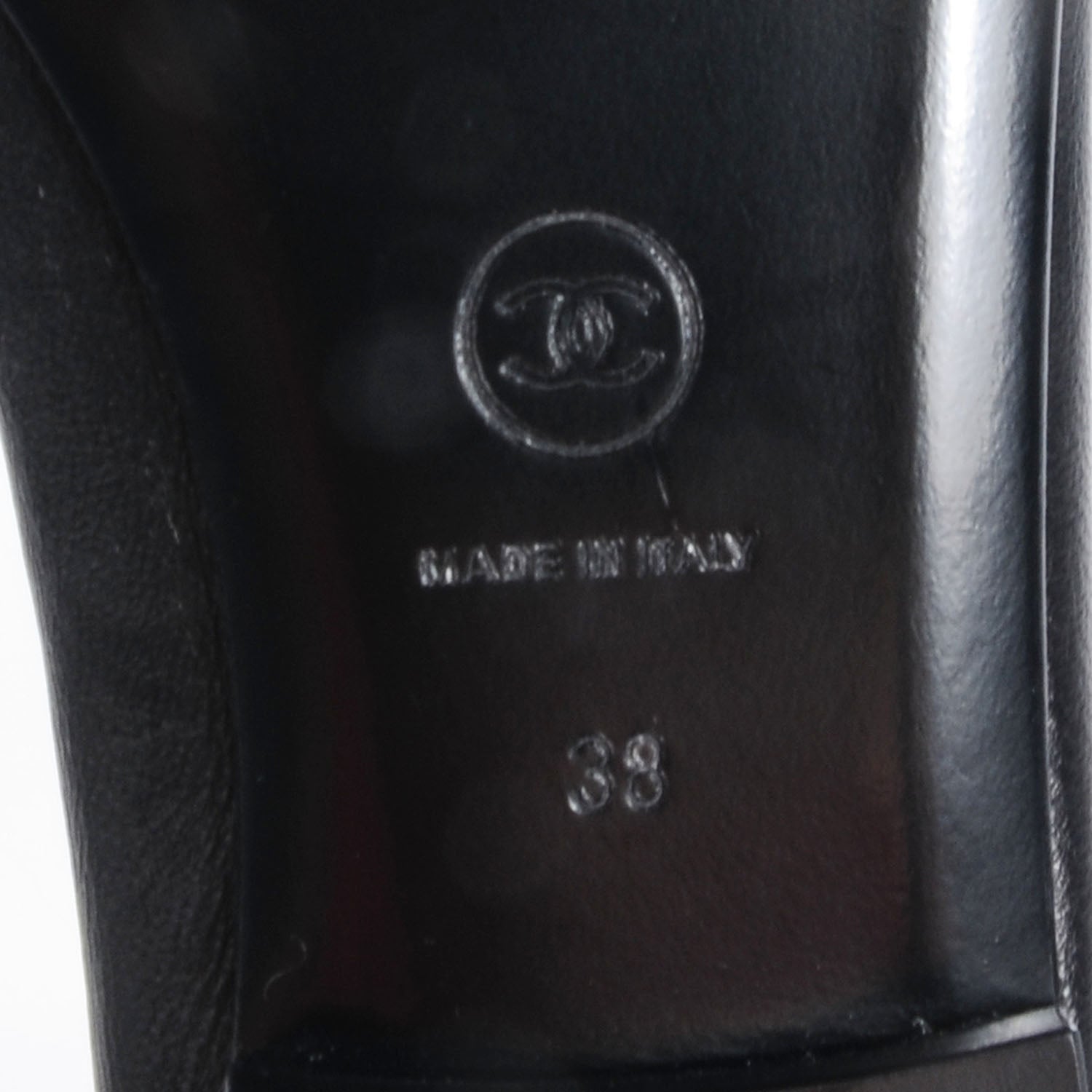 Chanel Calfskin CC Cap Toe Ballerina Flats Black Gold 38 6 of 8