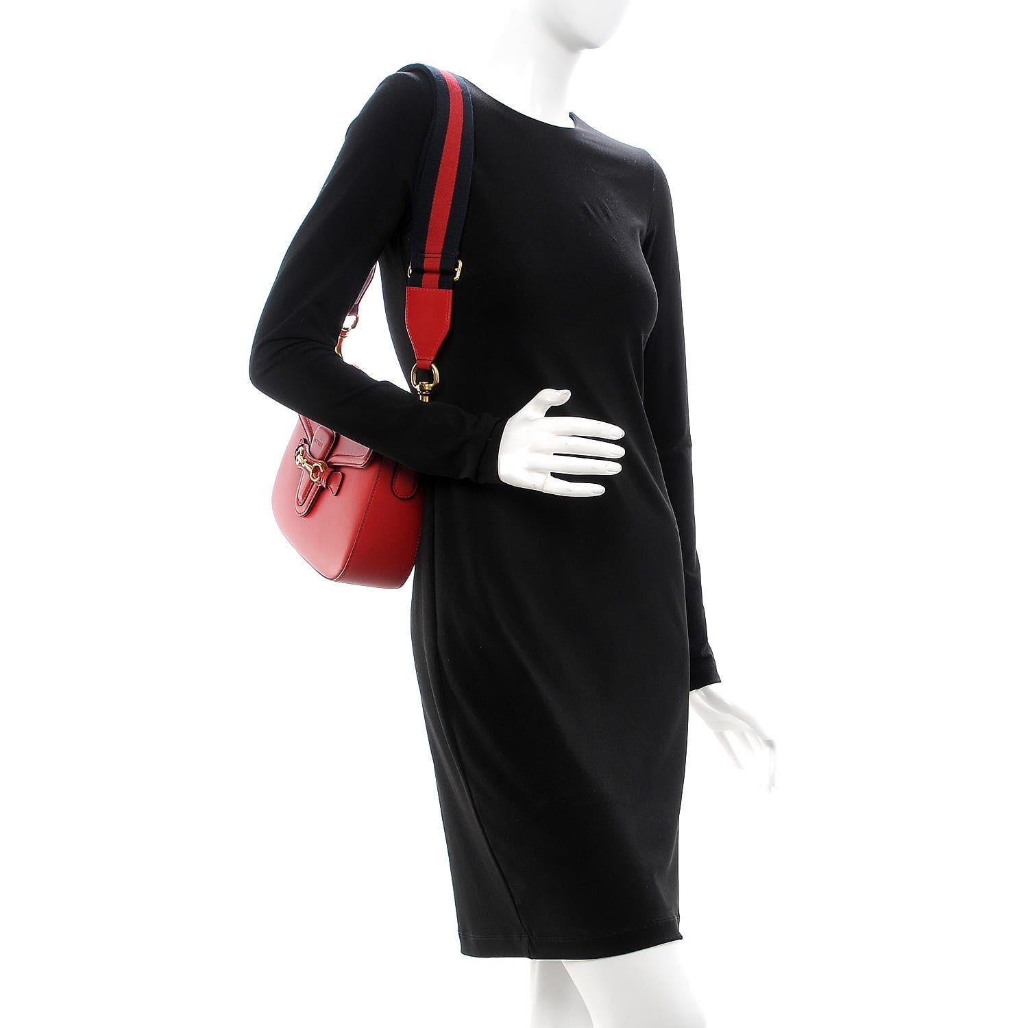 Gucci Ruinart Calfskin Medium Lady Web Shoulder Bag Hibiscus Red 2 of 8